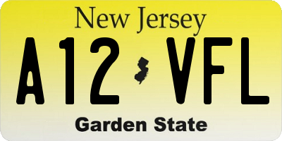 NJ license plate A12VFL