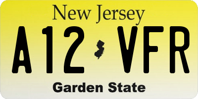NJ license plate A12VFR