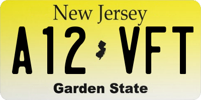 NJ license plate A12VFT