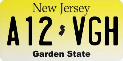 NJ license plate A12VGH