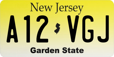 NJ license plate A12VGJ
