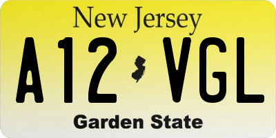 NJ license plate A12VGL