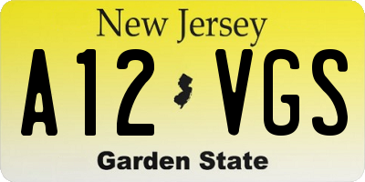 NJ license plate A12VGS