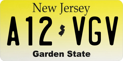 NJ license plate A12VGV