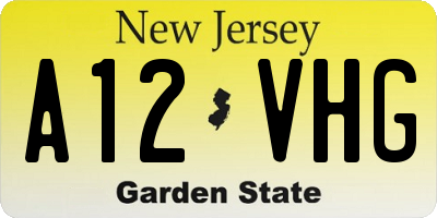 NJ license plate A12VHG