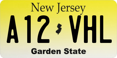 NJ license plate A12VHL