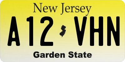 NJ license plate A12VHN