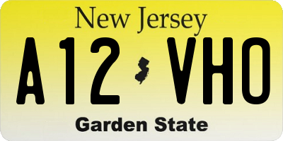 NJ license plate A12VHO