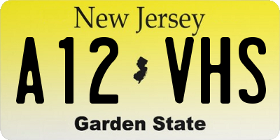 NJ license plate A12VHS