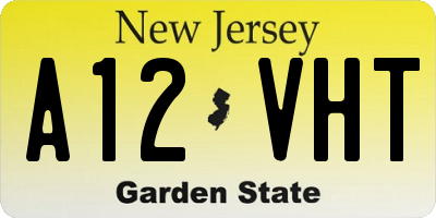 NJ license plate A12VHT