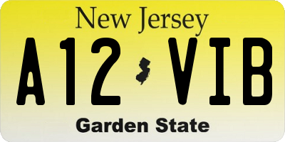 NJ license plate A12VIB