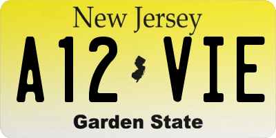 NJ license plate A12VIE
