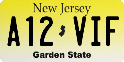 NJ license plate A12VIF