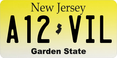 NJ license plate A12VIL