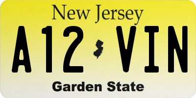 NJ license plate A12VIN