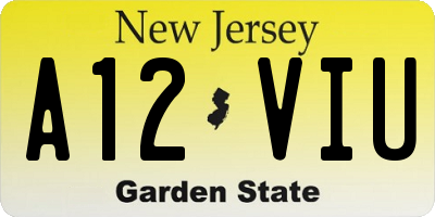 NJ license plate A12VIU