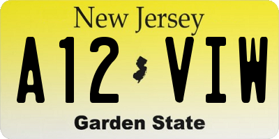 NJ license plate A12VIW