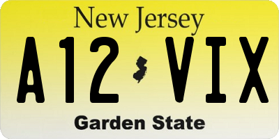 NJ license plate A12VIX