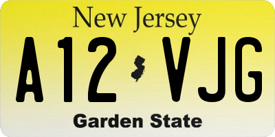 NJ license plate A12VJG