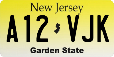 NJ license plate A12VJK