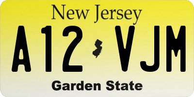 NJ license plate A12VJM