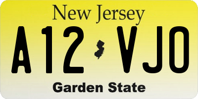 NJ license plate A12VJO