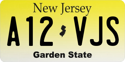 NJ license plate A12VJS