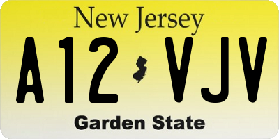 NJ license plate A12VJV