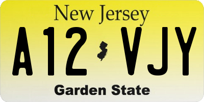 NJ license plate A12VJY
