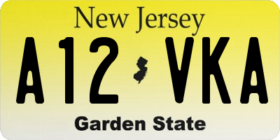 NJ license plate A12VKA