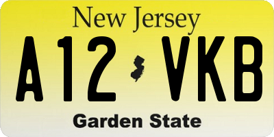 NJ license plate A12VKB