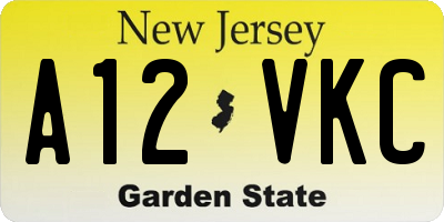 NJ license plate A12VKC