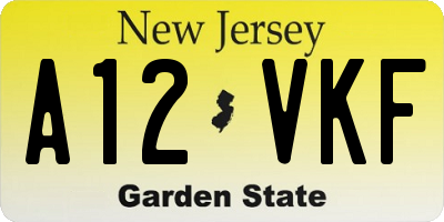NJ license plate A12VKF