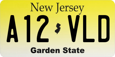 NJ license plate A12VLD