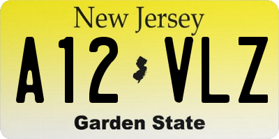 NJ license plate A12VLZ