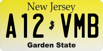 NJ license plate A12VMB