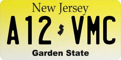 NJ license plate A12VMC