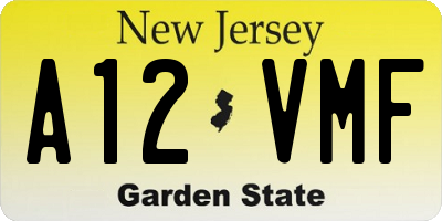 NJ license plate A12VMF