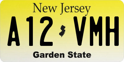 NJ license plate A12VMH