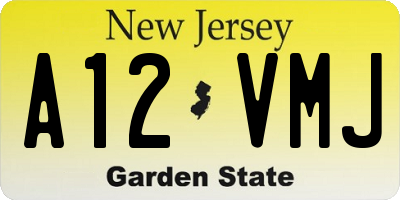 NJ license plate A12VMJ