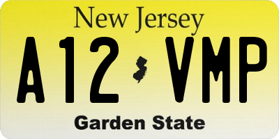 NJ license plate A12VMP