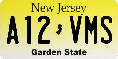 NJ license plate A12VMS