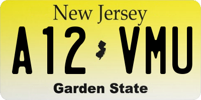 NJ license plate A12VMU