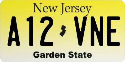 NJ license plate A12VNE
