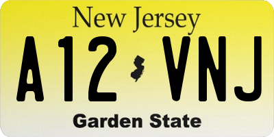 NJ license plate A12VNJ