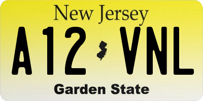 NJ license plate A12VNL