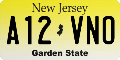 NJ license plate A12VNO
