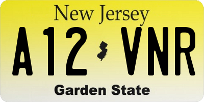 NJ license plate A12VNR