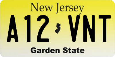 NJ license plate A12VNT