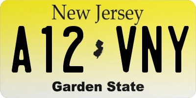 NJ license plate A12VNY